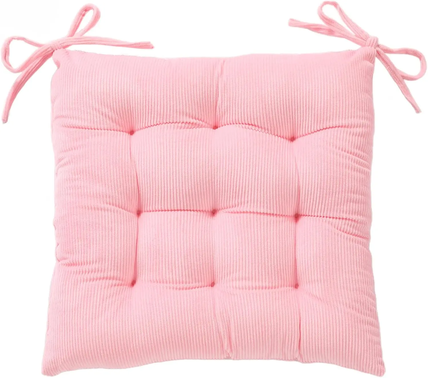 HLOVME Corduroy Chair Cushion with Ties Ultra Soft Warm Floor Cushion for Kids Reading Nook Comfortable Square Seat Cushion for Adult 15.7”x15.7”, Pink
