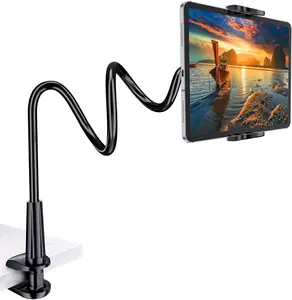 Gooseneck Tablet Holder Stand for Bed Adjustable Flexible Arm Tablets Mount Clamp on Table Compatible with iPad Air Mini | Galaxy Tabs | Kindle Fire |  or Other 4.7-10.5" Devices