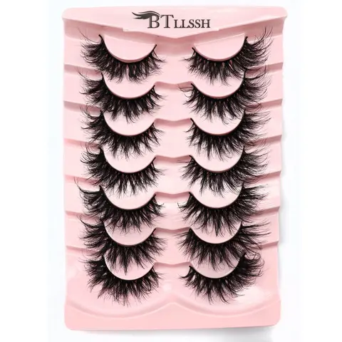 Fluffy False Eyelashes, Volume Cluster Lashes, Wispy 19mm Faux Cluster Lashes, Natural Curling Eye Makeup Strip Lashes for Women & Girls Eye Makeup Enhancement, Cosmetic False Eyelashes