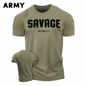 Gymish Savage Men's Workout Shirt, Hardcore Bodybuilding Deadlift Tee, GymTok Aesthetic Pump Cover