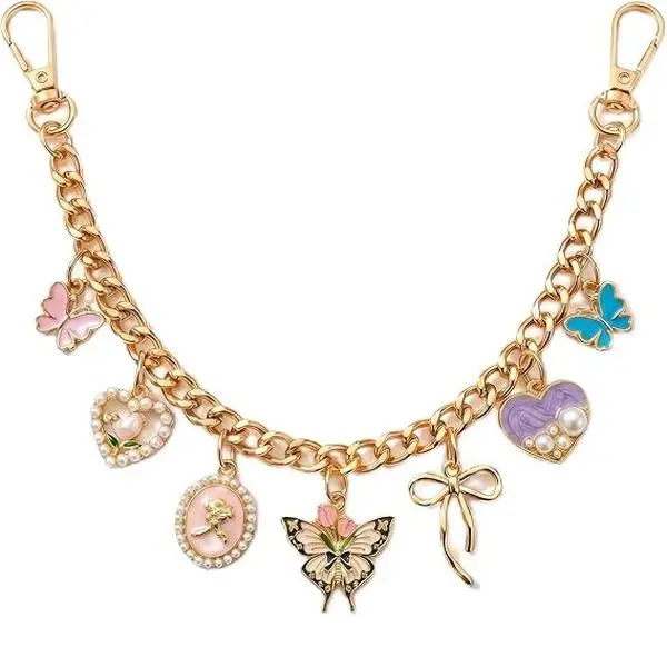 Sweet Butterfly & Heart Phone & Bag Charm Chain