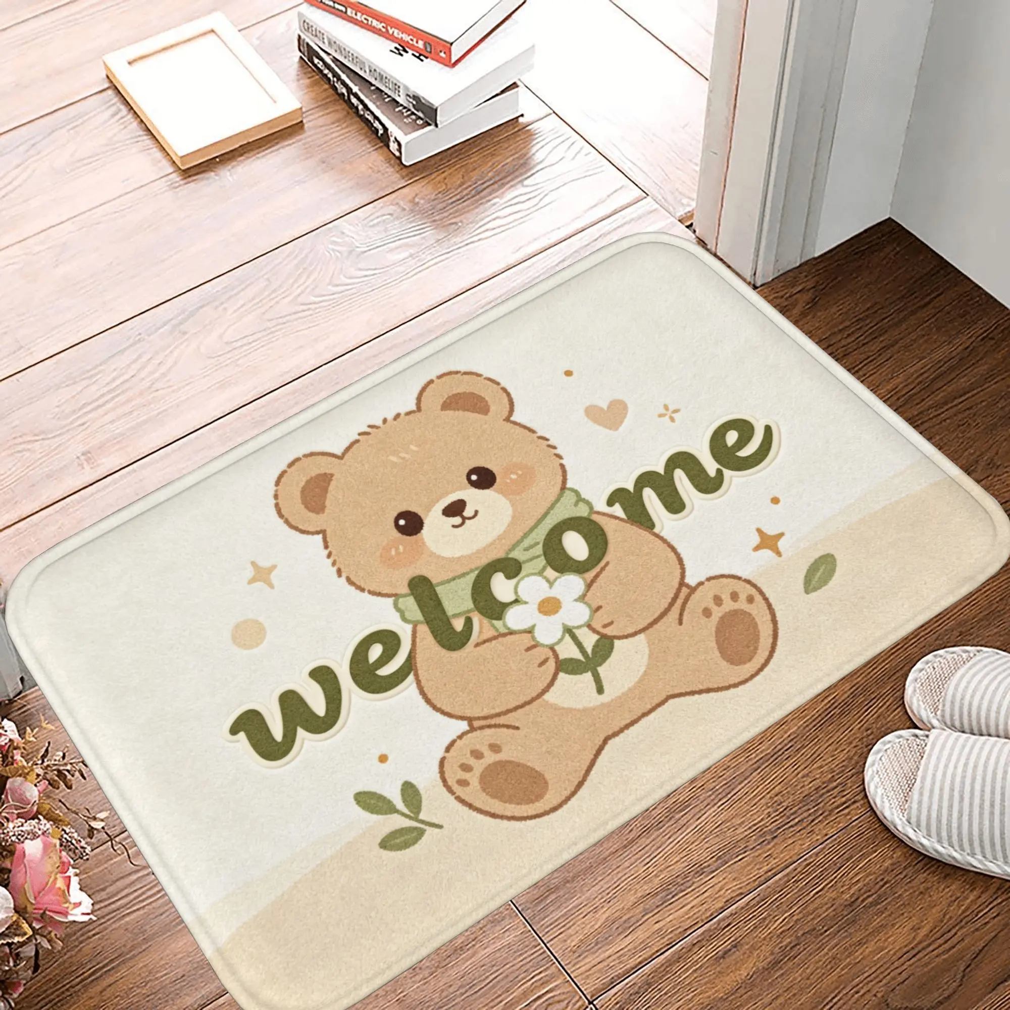 High-Quality Polyester Flannel Floor Mat, Non-Slip, Stain Resistant, 1-Piece Simple Classic Tight Fabric Mat for Home Use, Office