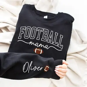 Cute Football Mama Sweatshirt With Kids Name On Sleeve, Football Season Mama Shirt, Gift For Football Mom, Cheer Mom Shirt, Football Lover