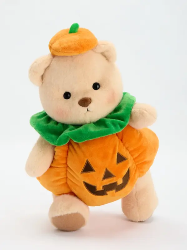 Getahug Halloween Spooky Pumpkin Bear - Handmade Jointed Teddy Bear, Soft Stuffed Animal, Cute Collectibles, Keychain Accessory, Bag Charm, Spot Clean Gift for Kids