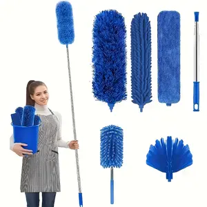 Cobweb Dusters for Cleaning, Professional Microfiber Feather 5PCS Extendable Bendable Dusters with 100" Telescopic Pole