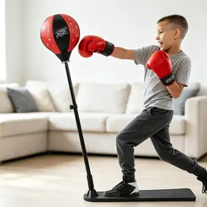Kids Adjustable Boxing Set with Stable Stand & Boxing Gloves, Height Adjustable Inflatable Punching Reflex Bag with Pump, Fun Indoor Outdoor Training Gear for Boys Girls Fitness fathersdaygiftideas Stretching Gear outdoorfun