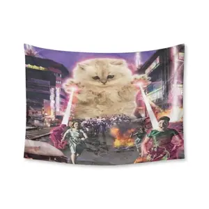 Giant Cat Tapestry Funny Tapestries Durable Man Cave Wall Flag for College Dorm Room Decor Outdoor Party Banner Tree Design Decoration Whitewall decor flags