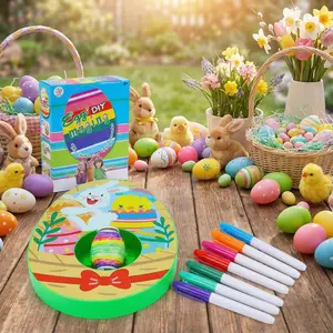 Motorized Easter Egg Decorator Kit with 8 Non-Toxic Eggs for Kids' Easter Basket Decoration Fun & Creative Craft Activities