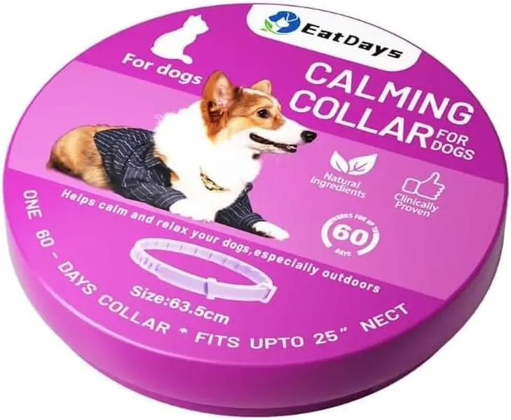 EatDays 2-Pack Calming Dog Collar - 1 Size, Reflective Fluorescent Design, Maternal Pheromone Infusion, Calming Technology, Lavender Essential Oils, 60-Days Long-Lasting, Immediate Behavior Improvement, Behavior Correction for Thunderstorms (Dark Purple)