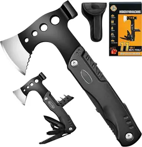 Multi Tool Camping Axe Hatchet 11-in-1 Multitool Camping Gear  Tool with Axe  Hammer  Bottle Can Opener Screwdrivers Nylon Sheath Gifts for Men  Camping Hiking