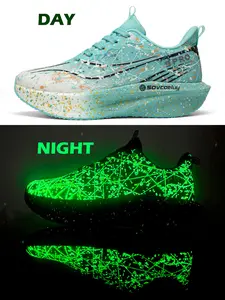 Unisex Glow in the Dark Upper Carbon Plate Running Shoes Ultra Light Breathable Top Quality Outdoor Jogging Shoes for Men Women Daily Running