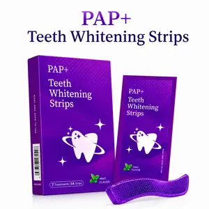 PAP+ Purple Color Correcting Teeth Strips, 14 Mint Flavored Strips for 7 Uses, Gentle At-Home Teeth Brightening Care