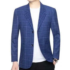 Men's Classic Plaid Blazer - Business Casual Jacket with Large Pockets, Lightweight Polyester Fabric, Perfect for Spring and Fall Office Wear, Office Attire | Classic Plaid Design | Polyester Blend Jacket
