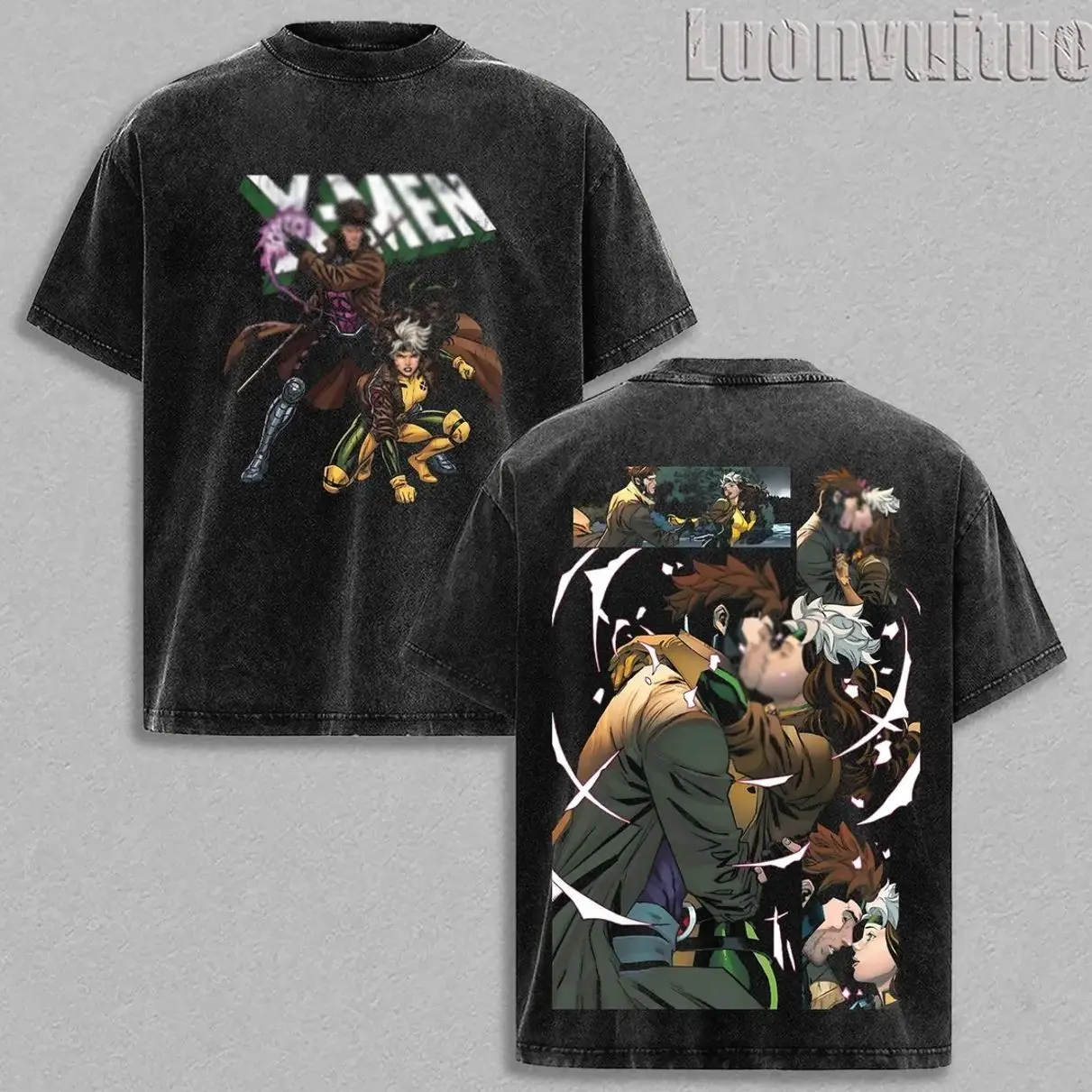 Style 90s X-Men Blue vs Gold Team Gambit Rogue Premium Cotton T-Shirt & Tank Top, Retro 1990s Mutant Graphic Shirt,  Retro T-Shirt, Character Fans Shirt, Fans T-Shirt XL3