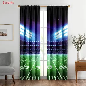 2-Pack Sports American Football Curtains Semi-Blackout Polyester Window Drapes for Bedroom and Living Room Boys Men Esports Stadium and Field Curtains