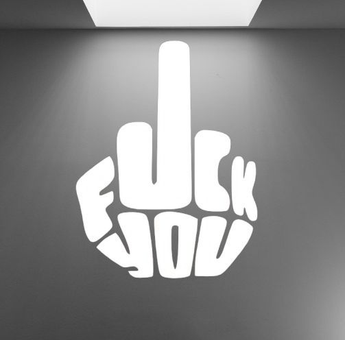 Fuck you middle finger vinyl sticker decal (4.5" x 6", white)