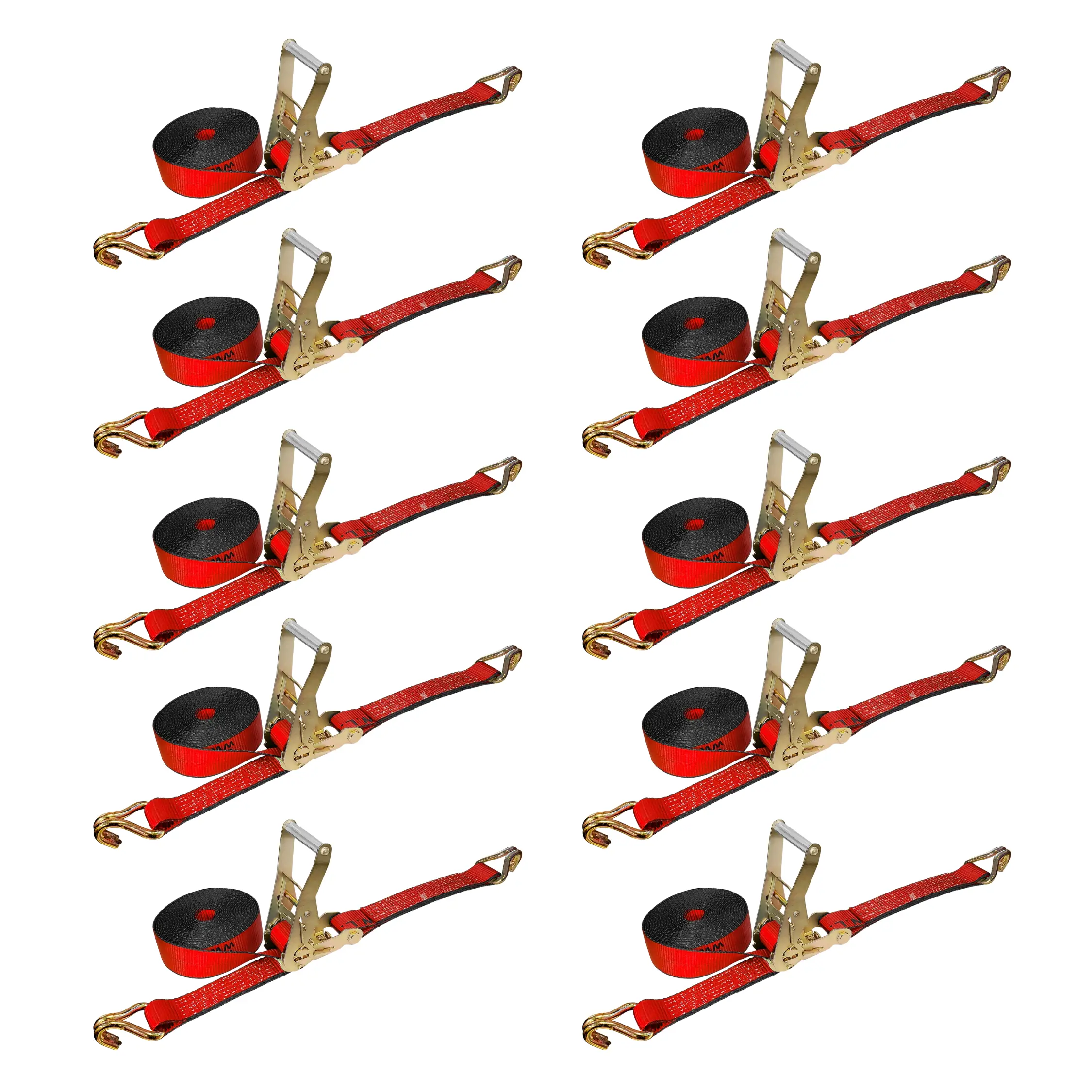 10 Pack - 2" x 30FT Heavy Duty Ratchet Tie Down Strap With J Wire Hooks