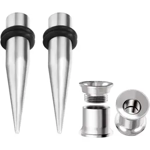 1G/7MM,9MM Stainless Steel Screw Ear Gauges Stretching Kit Tapers Plugs Piercing Stretcher