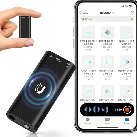 Ultra Mini Magnetic Recorder,Voice Activated,HD Noise Reduction, One-Touch Recording ,Long Battery ,Large Storage , Include OTG Adapter