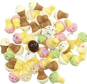 40 PCS 3D Ice Cream Resin Charm No Hole Beads for DIY Scrapbooking Embellishment Phone Case Hair Clip Craft Jewelry Making Supplies,Mixcolor