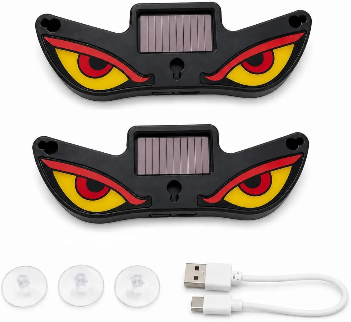 Solar Evil Eye LED Car Window Light, Wireless Animated Demon Eyes Warning Strobe with Motion Sensor, Anti-Tailgating Decor for Drivers, Night Driving Accessories for Car Truck SUV Windshield glow up
