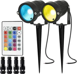 Low Voltage Landscape Lights Color Changing RGB 5W DC12V LED Landscape Lighting Outdoor Waterproof Spotlight Remote Control for Garden Pathway Christmas Decorative Light