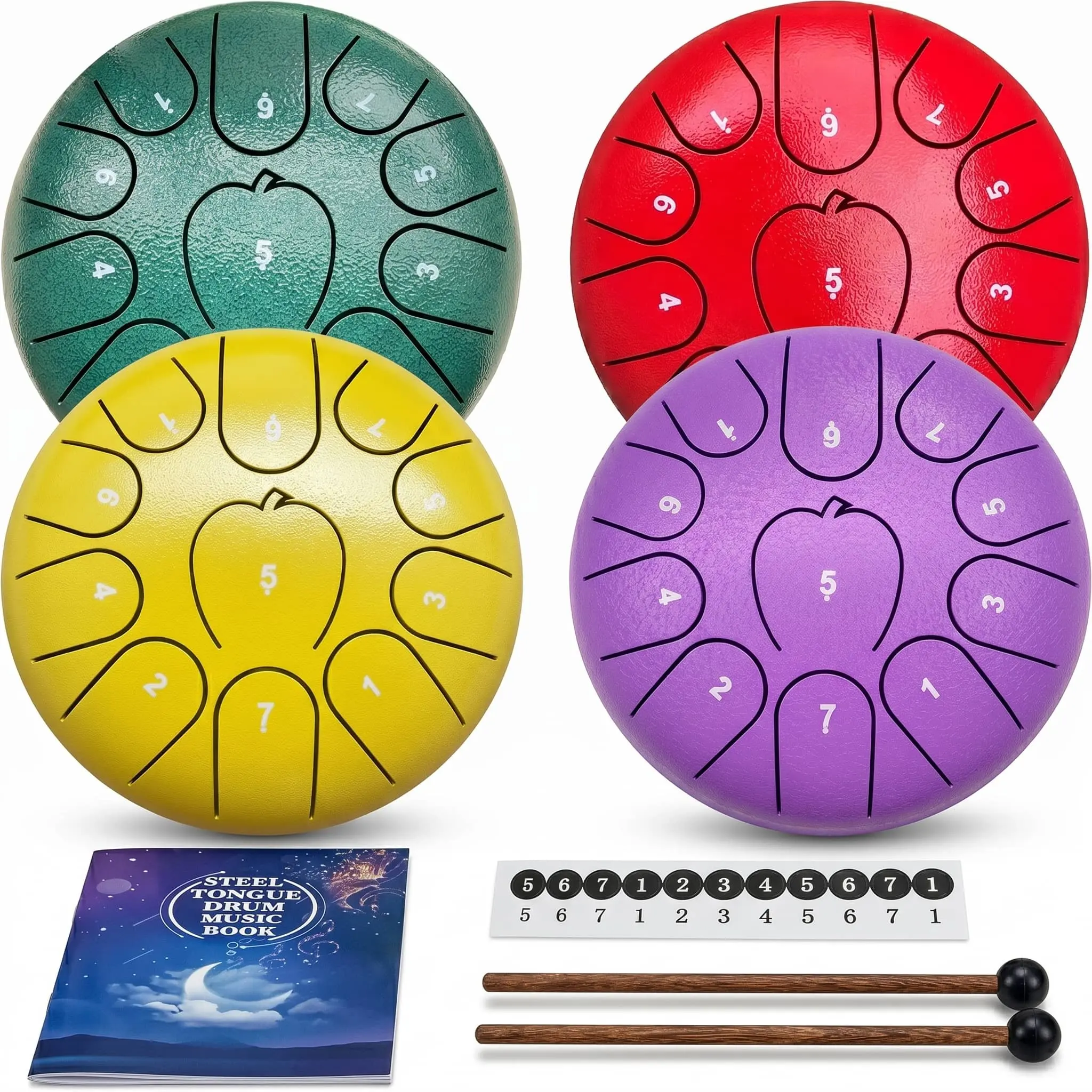 Rain Drum 6 Inch 11 note, Outdoor Garden Waterproof Percussion Instrument with Drawstring Bag, Sound Healing Meditation Rain Chime Decorative Object, Gift for Families Friends & Music Lovers.