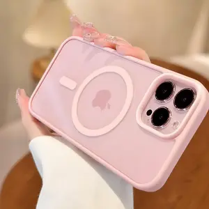 New Acrylic Magnetic Clear Case For iPhone17/ 16 15 14 13 12 11 Pro X XS Max 16 Plus Magsafe Wireless Charge Girls Pink Hard Back Cover phone  case  For iphone 13 iphone 16  case