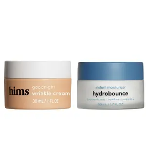 Hims Goodnight Wrinkle Cream for Men + Hers Hydrobounce Instant Moisturizer Bundle