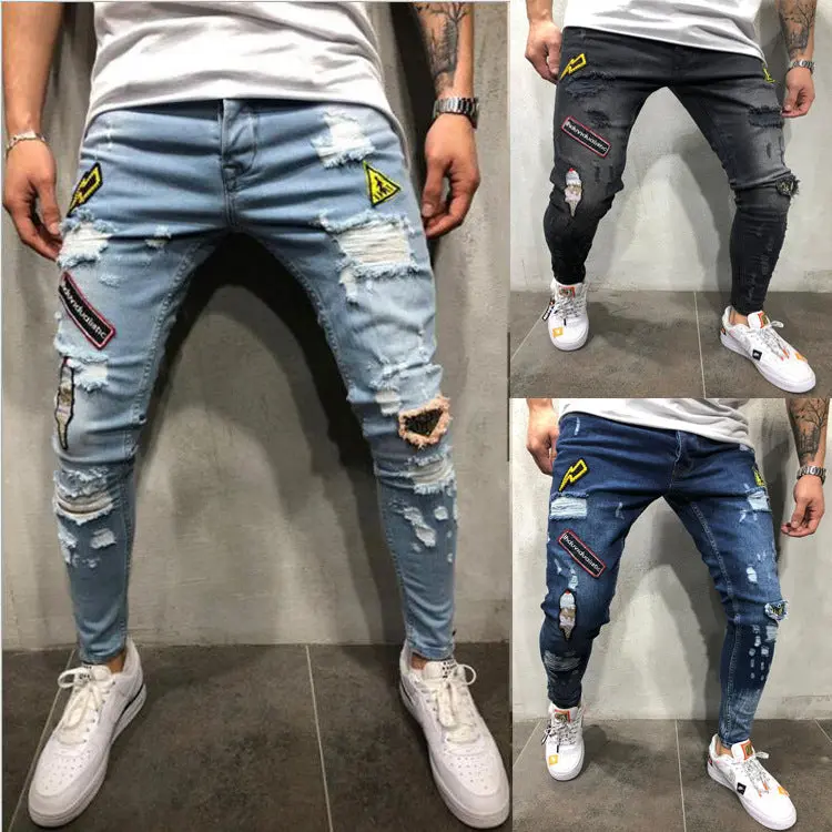 Blue ripped logo jeans Blue ripped logo jeans