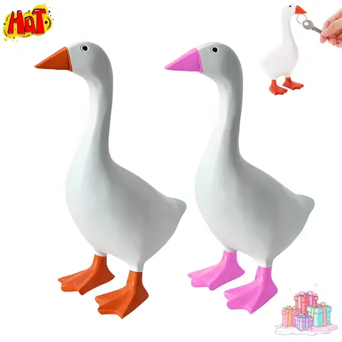 2-Pack 7in Pink Desk Goose Figurines - Decorative Ornaments, Whimsical Room Decor, Keychain Hanging Rack for Home Office, Small Christmas Gifts for Coworkers (Toys & Hobbies DIY Specialty Supplies)