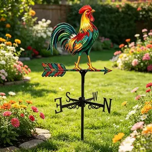 Creative Colorful Rooster Wind Vane, Garden Park Roof Decoration, Outdoor Farmhouse Style, Independence Day, Harvest Festival, Christmas Gift