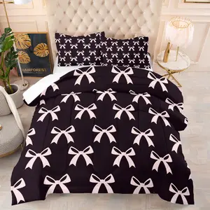 Bottom Bow Decorative Bedding Set, Soft Comfort Sleep Quality, Youth Adult Bedroom Decor Gift, Includes 1 Blanket and Pillowcases