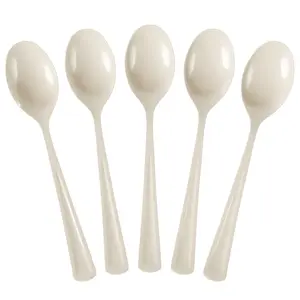 Heavy Duty Ivory Plastic Spoons - 7 in. | 50 Count