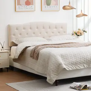 JONPONY Tufted Upholstered Headboard Queen Size, Solid Wood Head Board with Durable Metal Legs, Adjustable Height Head Board