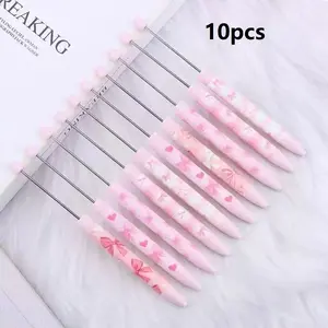 10pcs Beaded Ballpoint Pens, Student Stationery, Handmade Jewelry Making, Create Unique Designs, Girls' Writing Tools, Ballpoint Pen Set