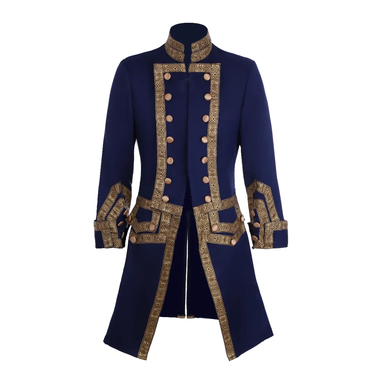 Men‘s 18th Century Colonial Military Uniform Blue Tailcoat Costume Medieval Victorian Regency Outfit