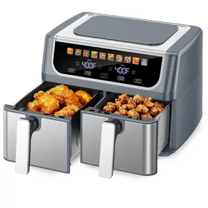 Dual Basket Air Fryer Oven, Digital Control, Clear-View Window, Versatile Air Fryer for Roasting, Baking, Reheating Healthy Meals