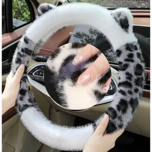 Premium Plush Thick Warm Steering Wheel Cover, Soft Puffy Non-Slip Sweat-Absorbing Car Interior Steering Wheel Cover for Most Vehicles