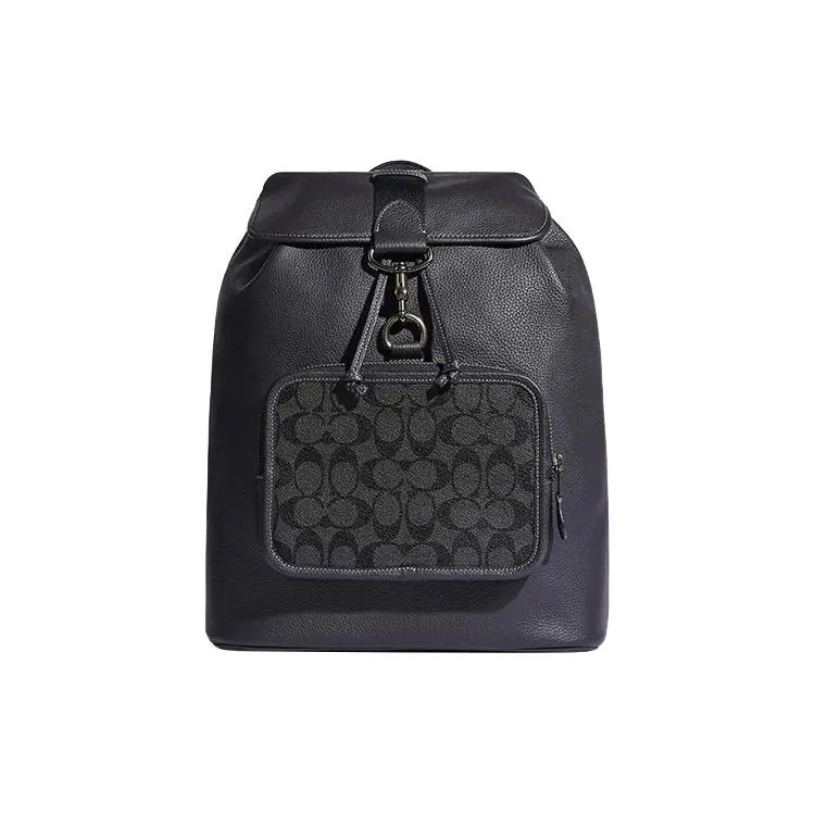 COACH Sullivan 30 Adjustable Strap Backpack in Coated Canvas and Pebbled Leather for Men in Black