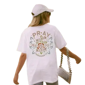 Women'S Floral & Letter Print Drop Shoulder Tee, Casual Half Sleeve Round Neck T-Shirt For Summer, Women'S Top For Daily Wear T-Shirt For Men And Women. Fit Oversize Loose Womenswear Denim