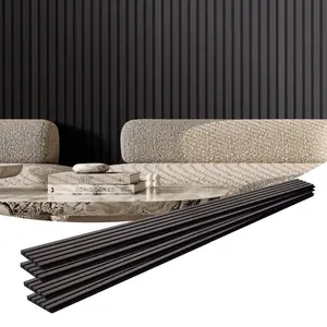 summervibes MDF Wood Acoustic Slat Panels, 7.9x94.5 in Black Oak, Noise-Reducing Accent Wall Boards for Modern Interior Wall Decoration