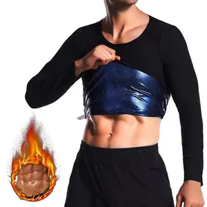 Plus Size Men's Sweat Suit Shapewear Round Neck Waist Cincher Long Sleeve Tight Abdomen Sauna Exercise Fitness Sweat Suit