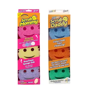3 Daddy Sponges & 3 Scrub Mommy - Scratch Free Multipurpose Kitchen Sponges - Stain & Odor Resistant Cleaning Tools - House Cleaning Supplies
