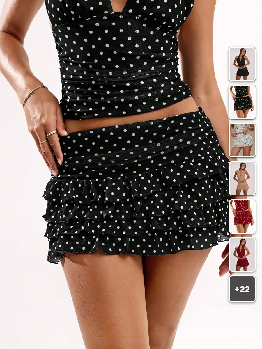 Ruffle Mini Skirt Polka Dot Print Layered Summer Outfit Beach Vacation