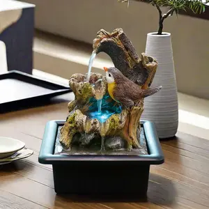 Bird Tabletop Water Fountain | Quiet Pump | Promotes Focus, Stress Relief, Creativity,promote sleep | Reminder to Pause | Home or Desk Gift Room Decor Ornaments Flower Art Decoration