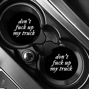 Don’t Fuc* Up My Car Truck Buckle Up Bitche* Car Coaster Set Humor Funny Gifts Car Accessories Cup Holders Interior