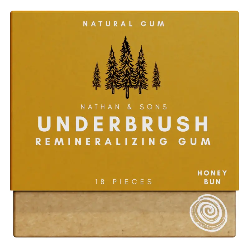 Honey Bun  UNDERBRUSH Remineralizing Chewing Gum with Nano-Hydroxyapatite for Teeth and Gum Protection - 30 DAY SUPPLY Sweet Natural 3