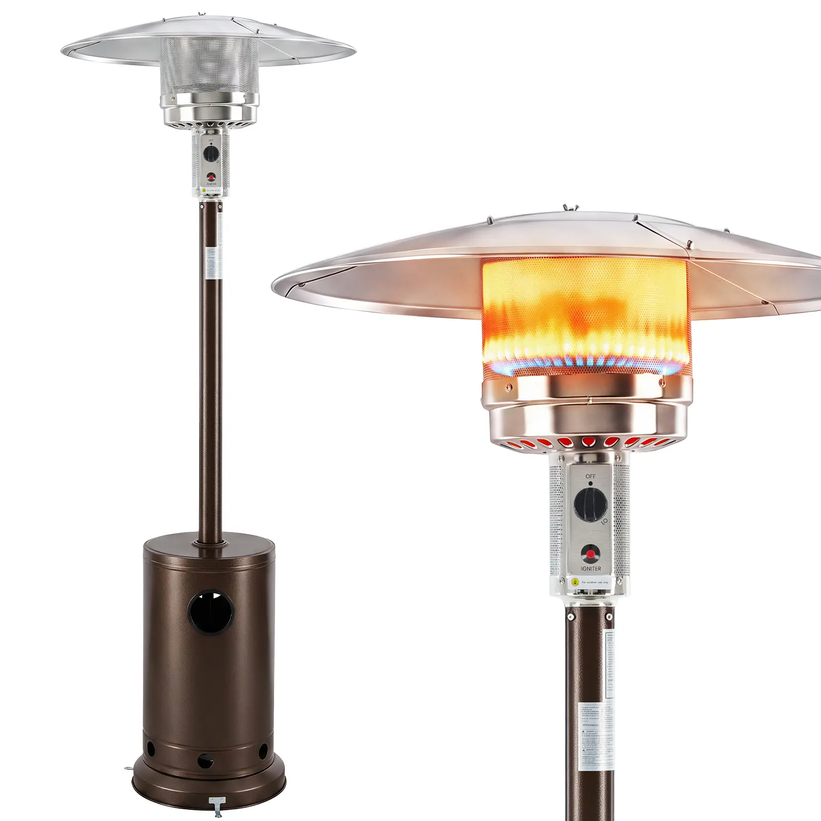 Sweetcrispy 48,000 BTU Propane Patio Tower Heater - Outdoor Warmth Source with Auto Shut Off, Double-Layer Stainless Steel Burner, 87" H for Deck, Porch, Commercial Use