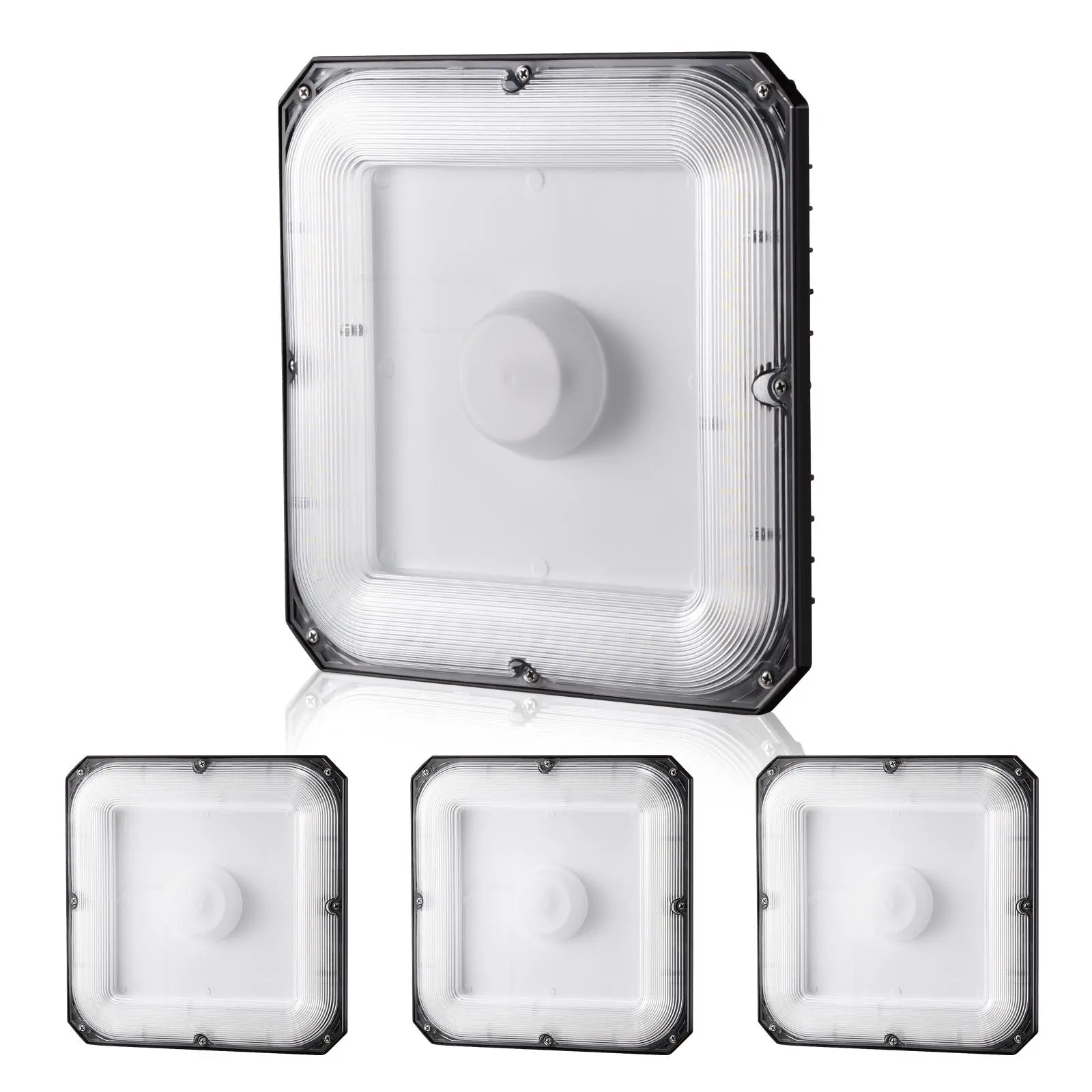 VEVOR 4 Pack LED Canopy Lights, Summervibes,Summervibes, 80W, 8800LM 5000K Daylight Commercial Industrial Outdoor Canopy Lights, 10.08"x10.08" Surface Mount Ceiling Lighting for Gas Station Warehouse Garage Street Shop, IP65